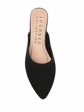 Journee Collection Black Pointed Knit Slip-On Mule Size 9